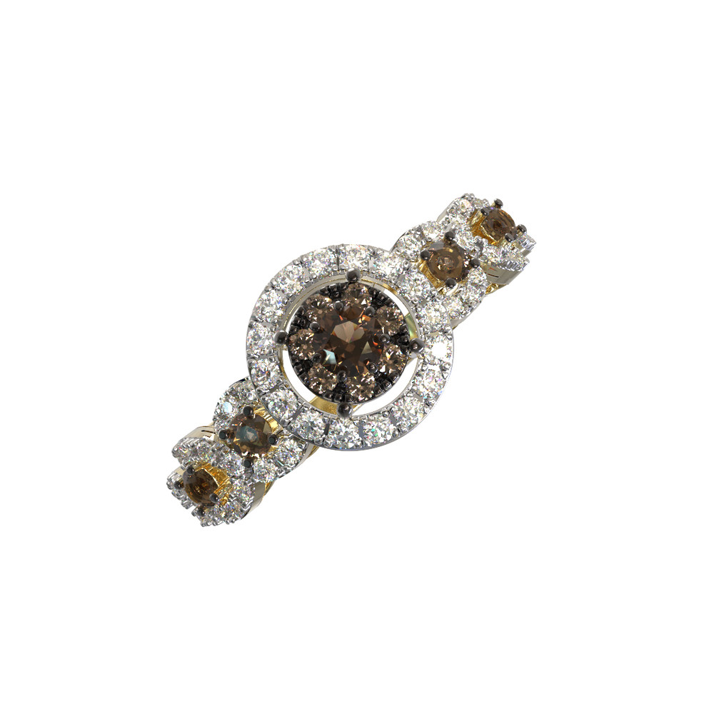 Кольцо из лимонного золота c бриллиантами