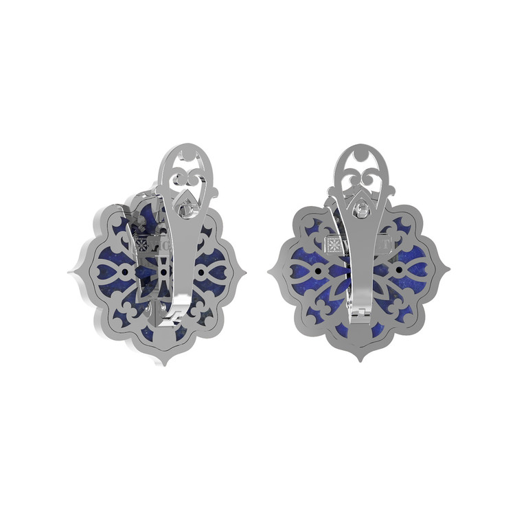 Серьги из белого золота c бирюзой и лазуритом