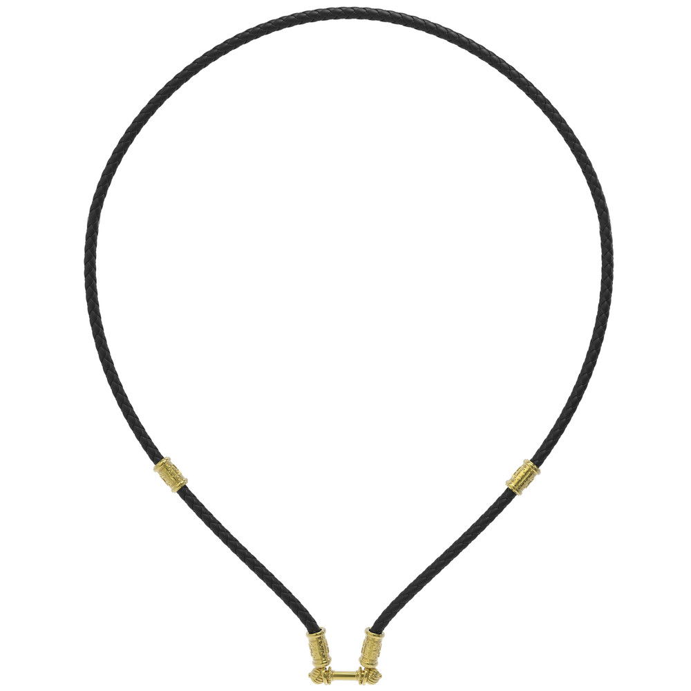 Шнурок кожаный из лимонного золота c кожаным шнурком