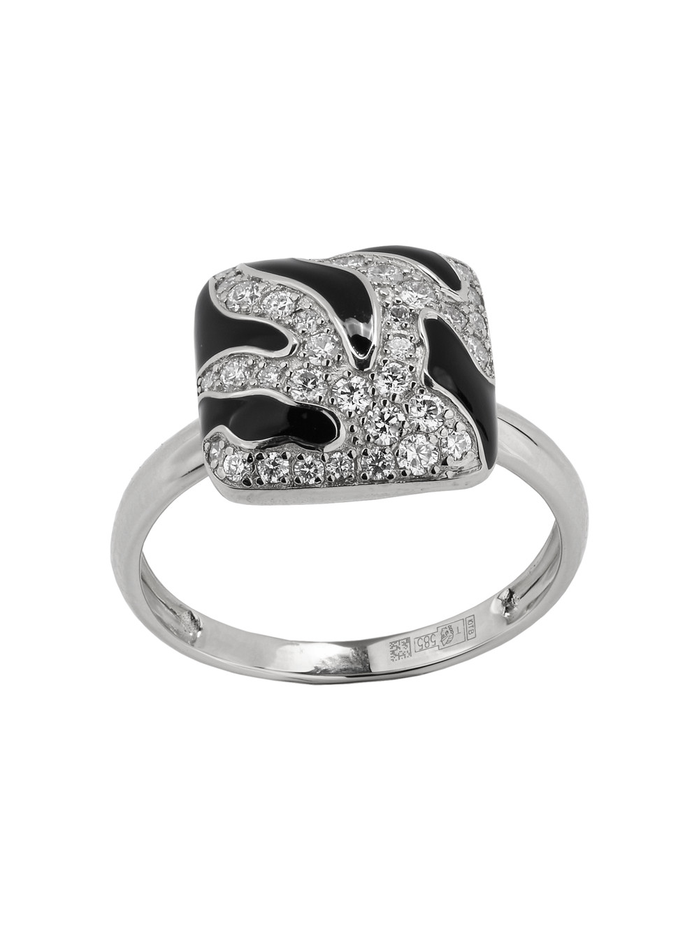 Кольцо из белого золота c эмалью и бриллиантами