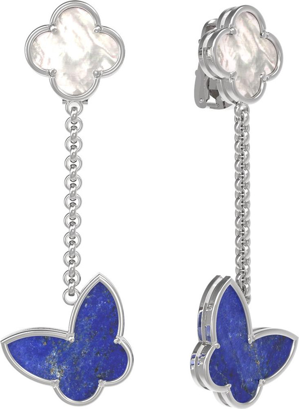 Серьги из белого золота c лазуритом и перламутром