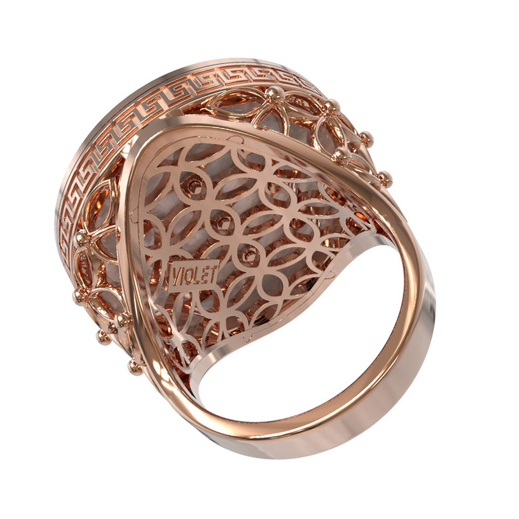 Кольцо из золота c эмалью и перламутром