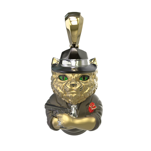 Подвеска из лимонного золота c эмаль , бриллиантами и рубином