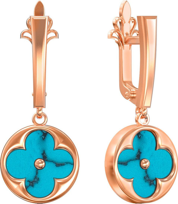 Серьги из золота c бирюзой