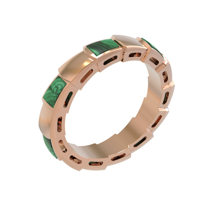 Кольцо из золота c малахитом