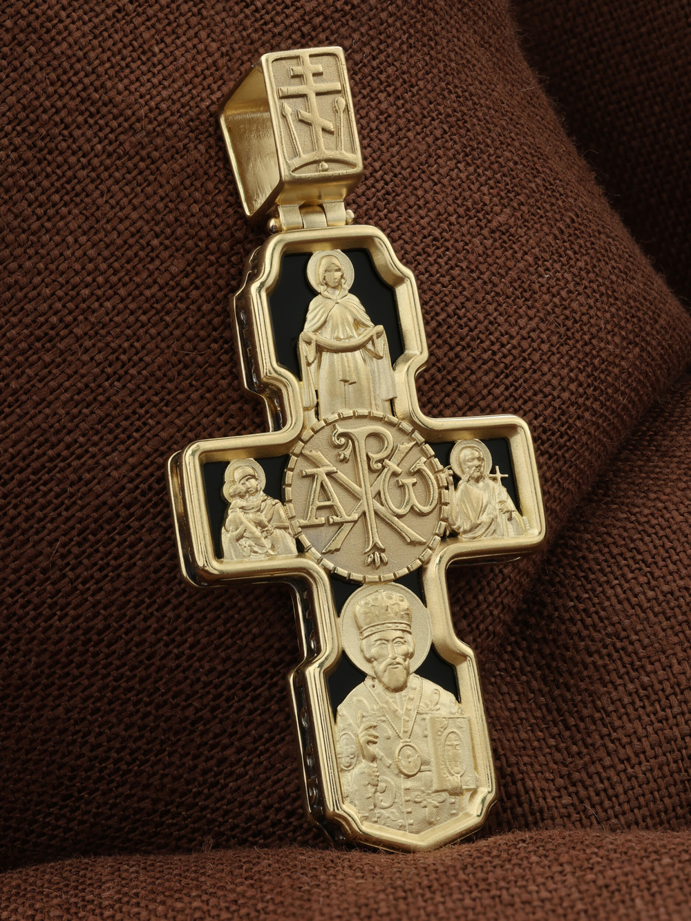 Крест из лимонного золота c ониксом