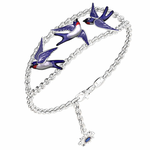 Браслет из белого золота c эмаль и сапфиром