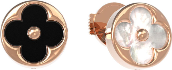 Серьги из золота c ониксом и перламутром