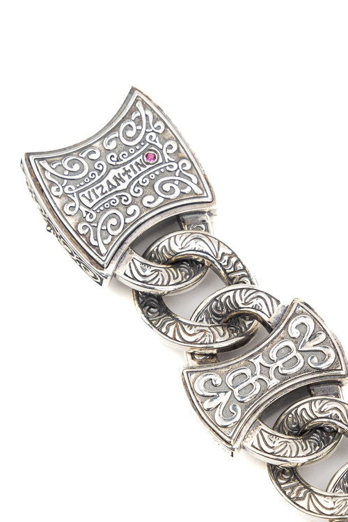 Браслет из серебра и золота c рубином