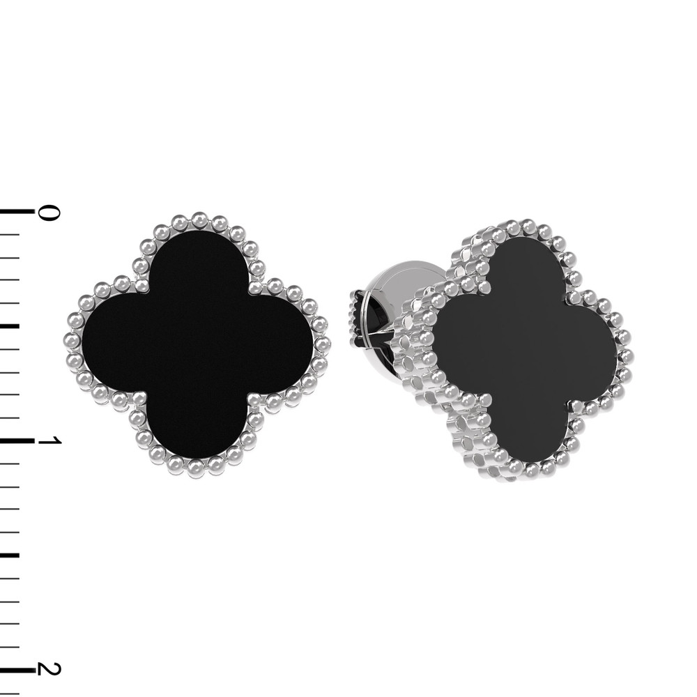 Серьги из белого золота c ониксом