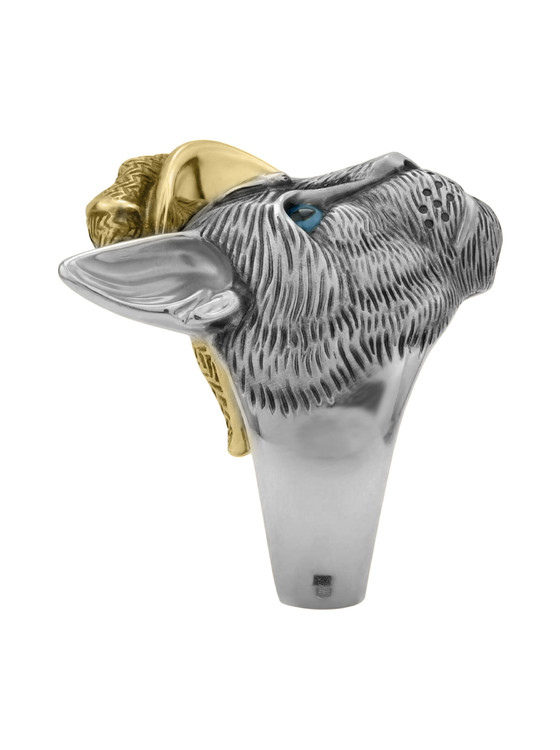 Кольцо из белого золота c эмаль