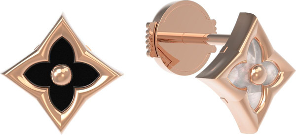 Серьги из золота c ониксом и перламутром