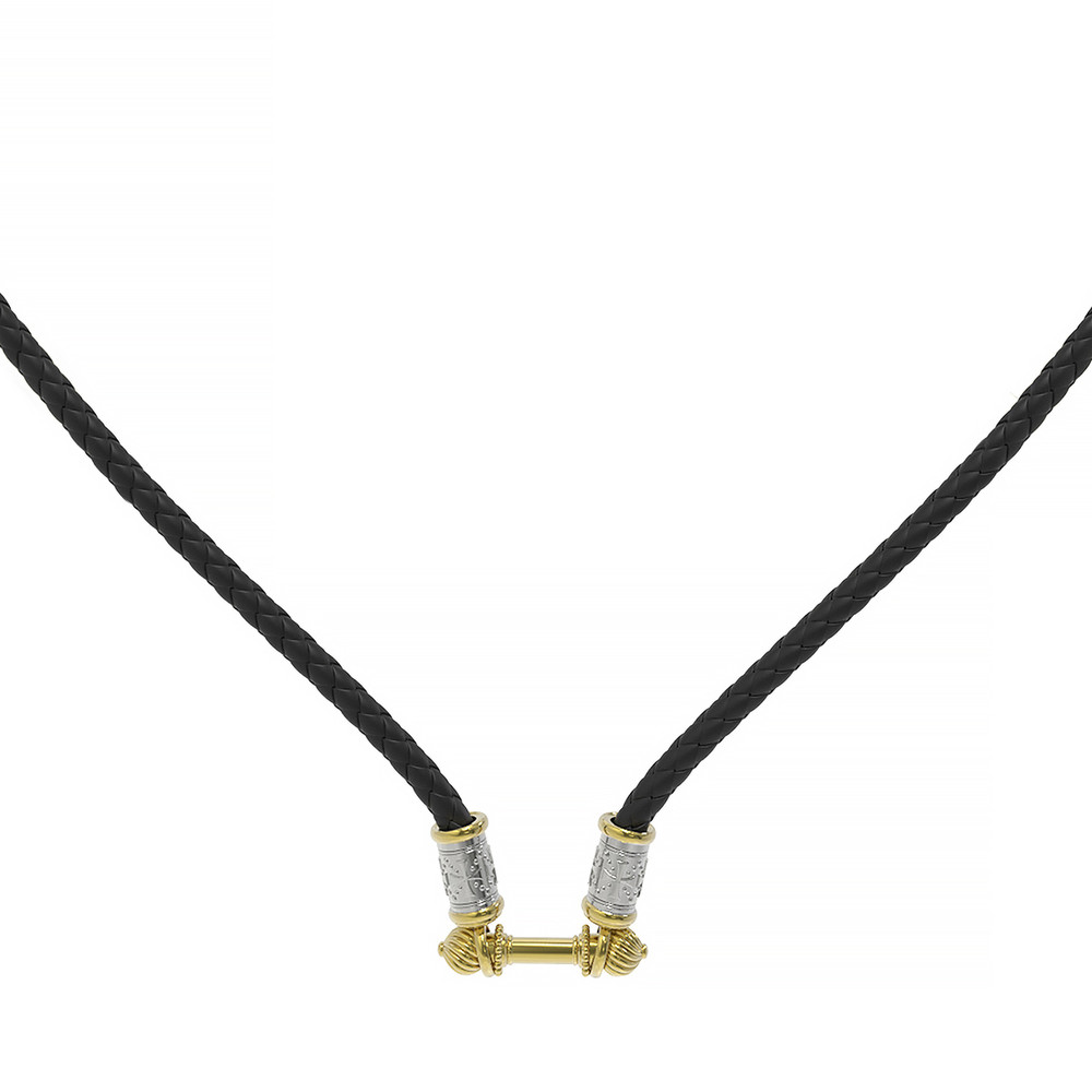 Гайтан из лимонного золота c кожаным шнурком