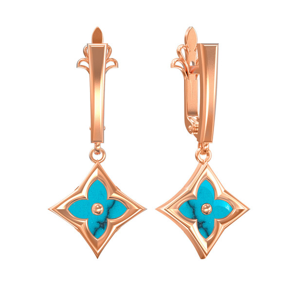 Серьги из золота c бирюзой