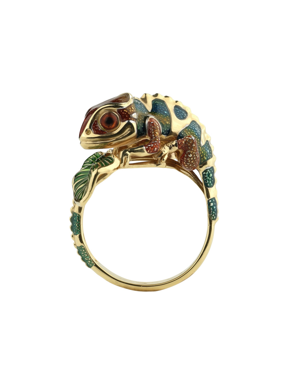 Кольцо из лимонного золота c эмалью