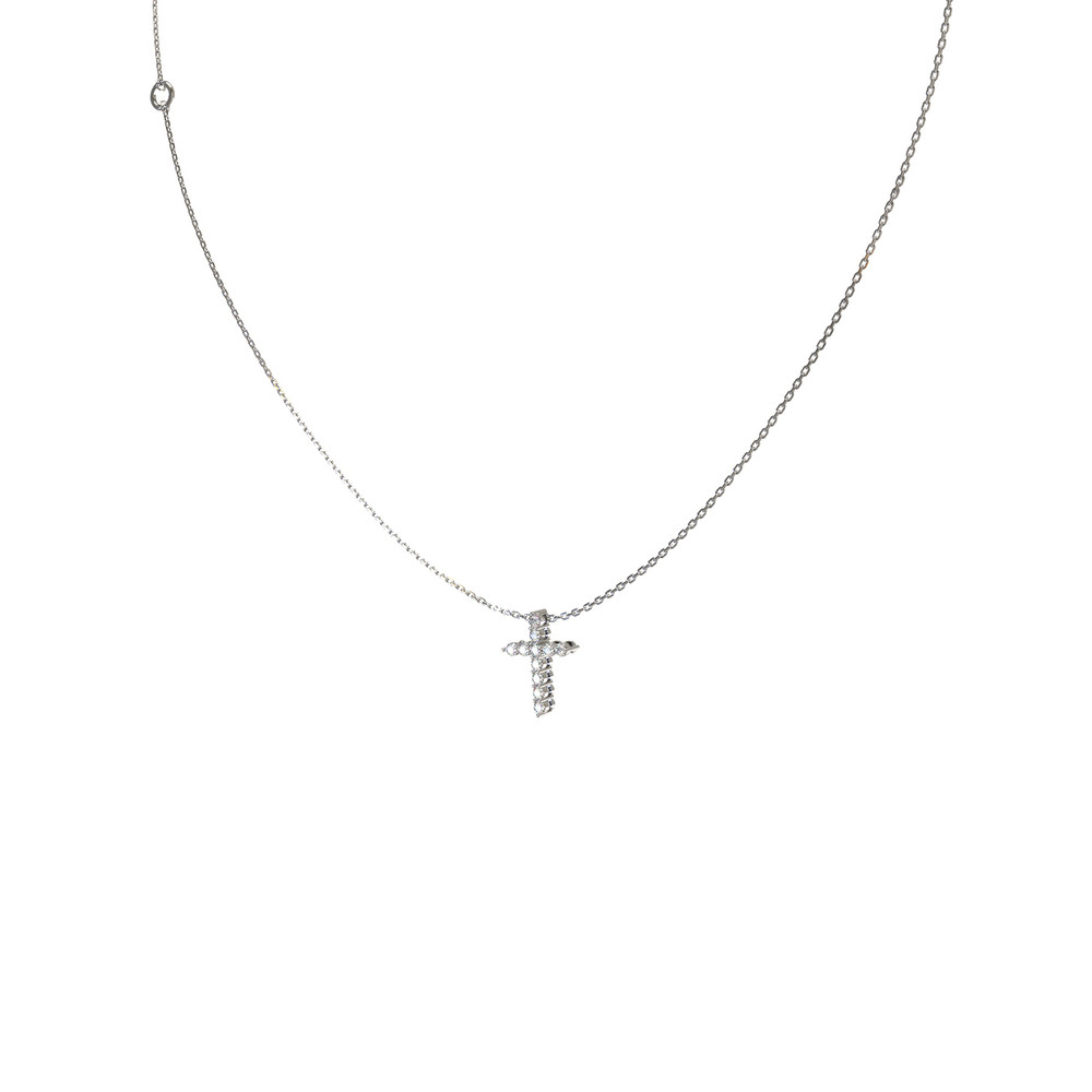 Крест из белого золота c бриллиантами
