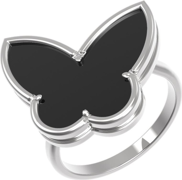 Кольцо из белого золота c ониксом