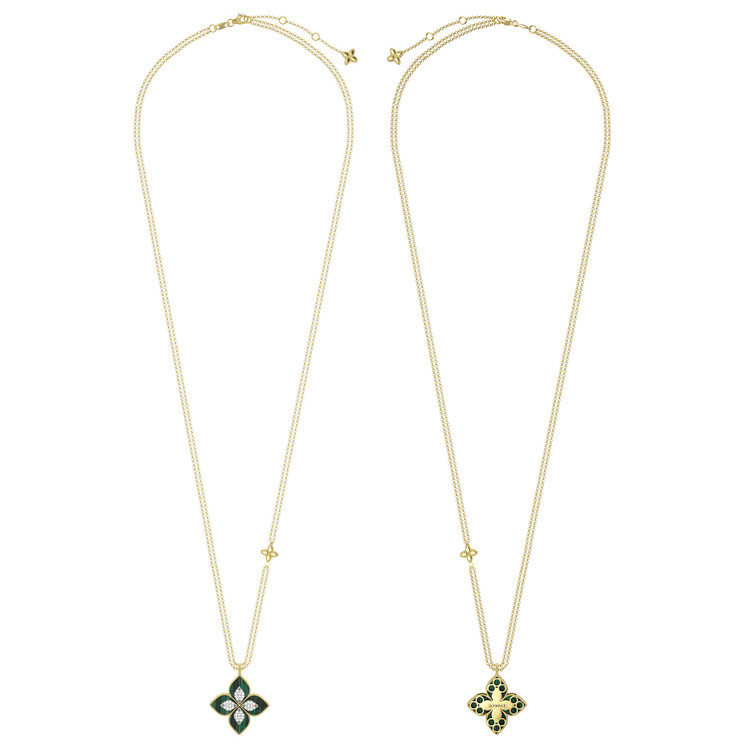 Колье из лимонного золота c бриллиантами и малахитом