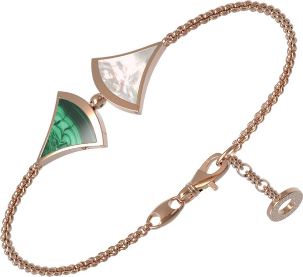 Браслет из золота c малахитом и перламутром