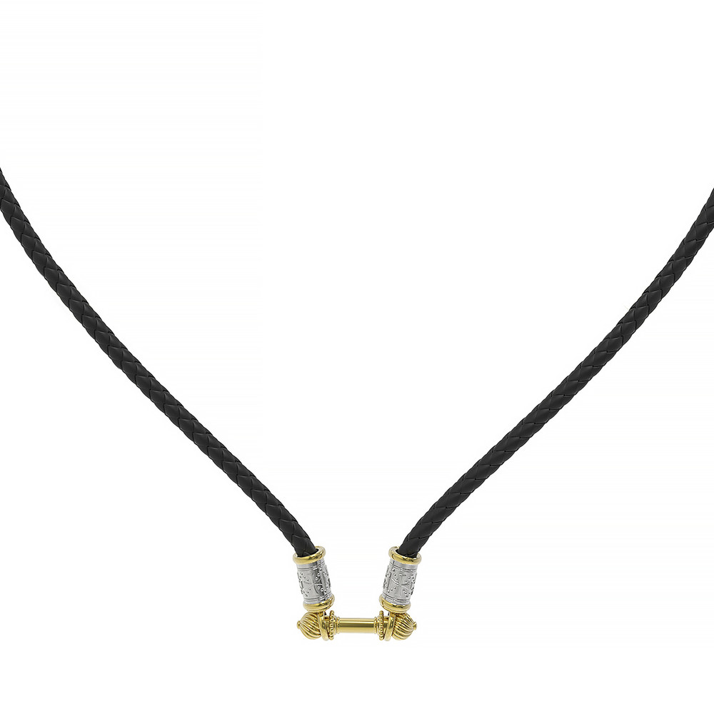 Гайтан из лимонного золота c кожаным шнурком