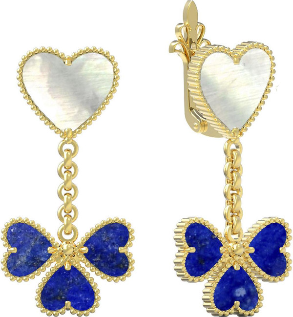 Серьги из лимонного золота c лазуритом и перламутром