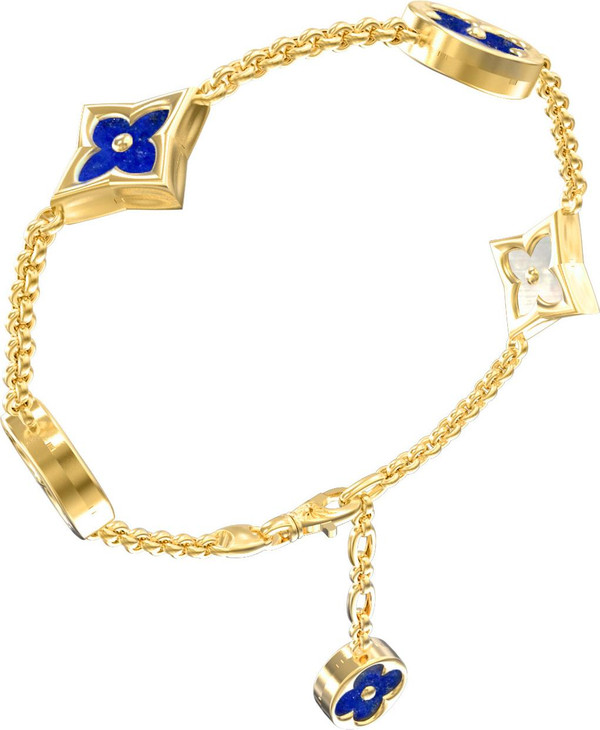 Браслет из лимонного золота c лазуритом и перламутром