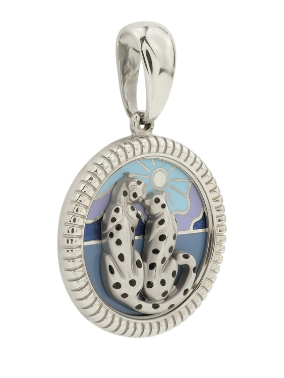 Подвеска из белого золота c эмаль