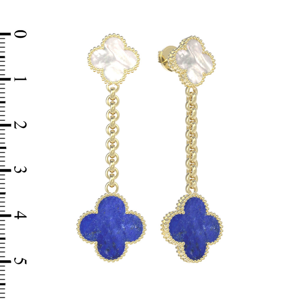 Серьги из лимонного золота c лазуритом и перламутром