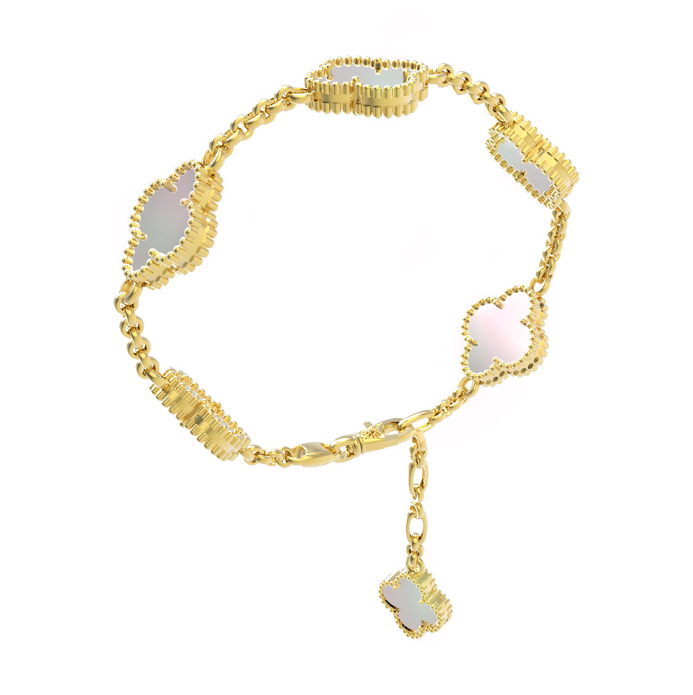 Браслет из лимонного золота c перламутром