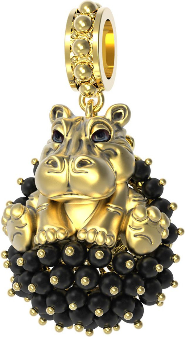 Подвеска из лимонного золота c эмаль и ониксом