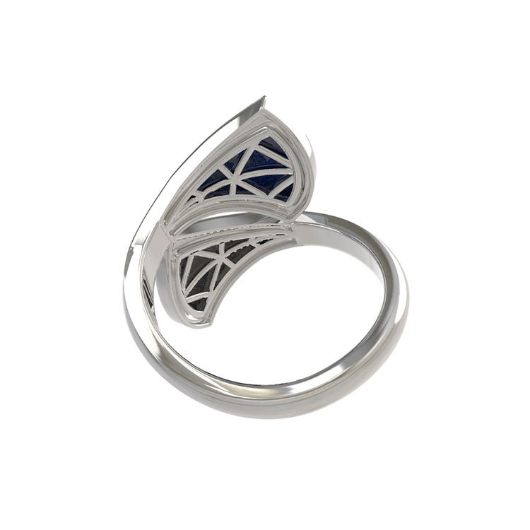 Кольцо из белого золота c лазуритом и перламутром