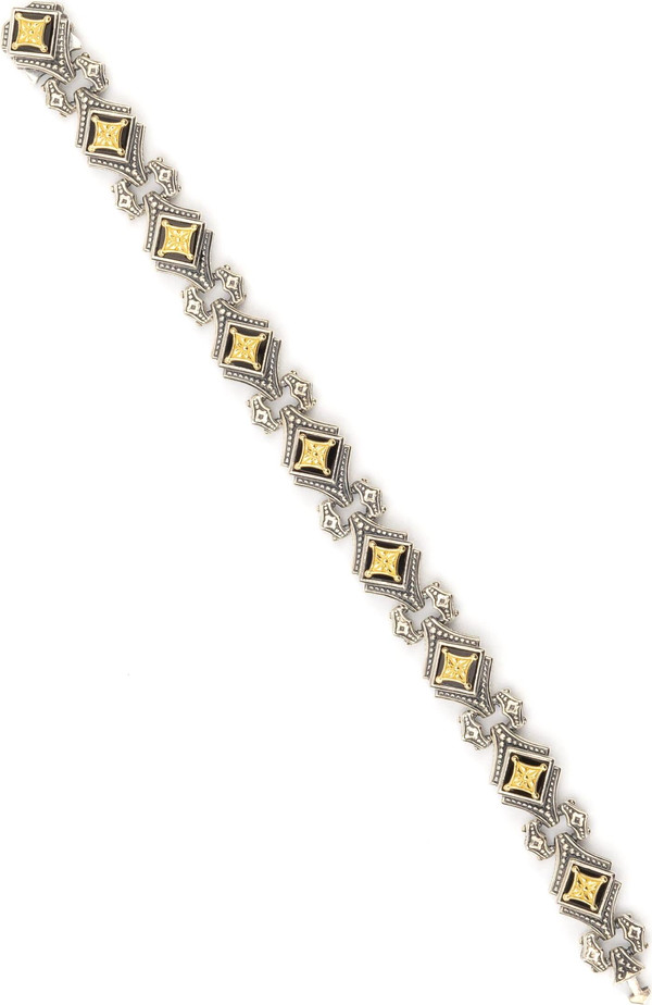 Браслет из серебра и золота c ониксом и рубином