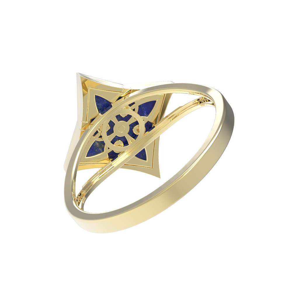 Кольцо из лимонного золота c лазуритом