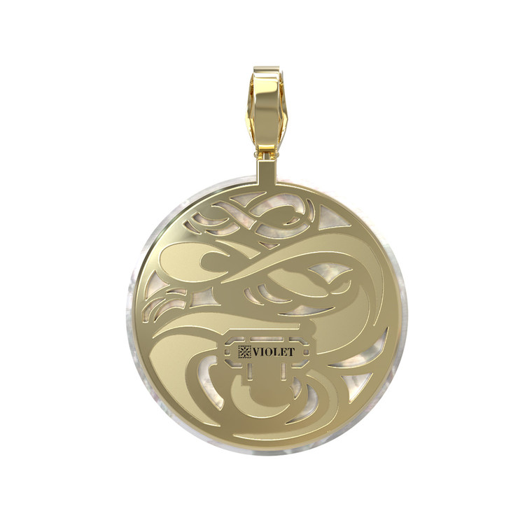 Подвеска из лимонного золота c эмалью и перламутром