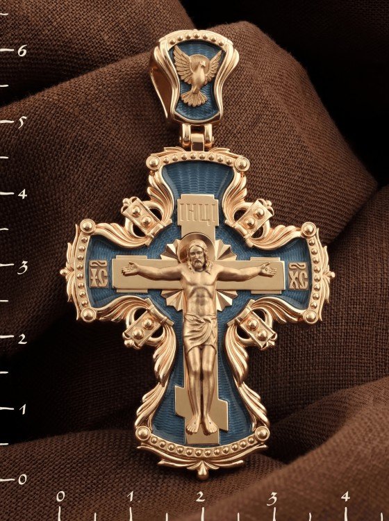 Крест из золота c эмаль