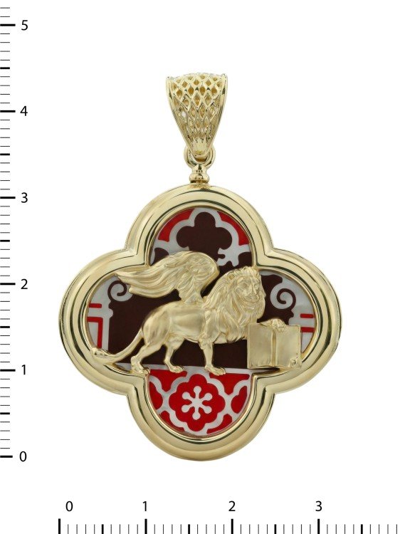 Подвеска из лимонного золота c эмалью и перламутром