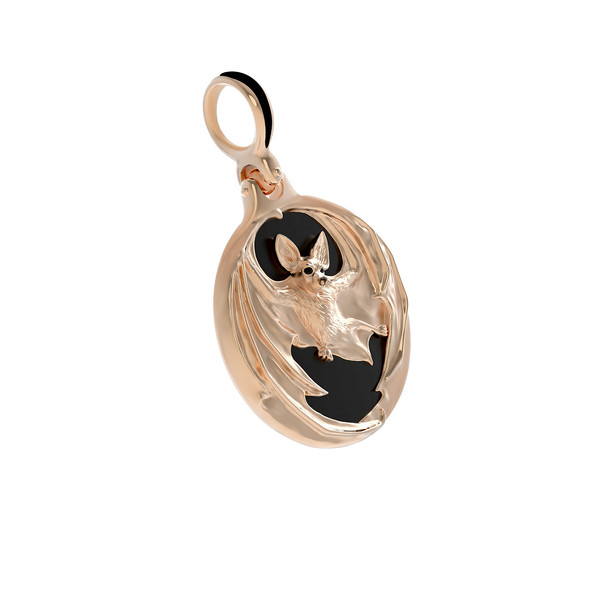 Подвеска из золота c эмаль и ониксом