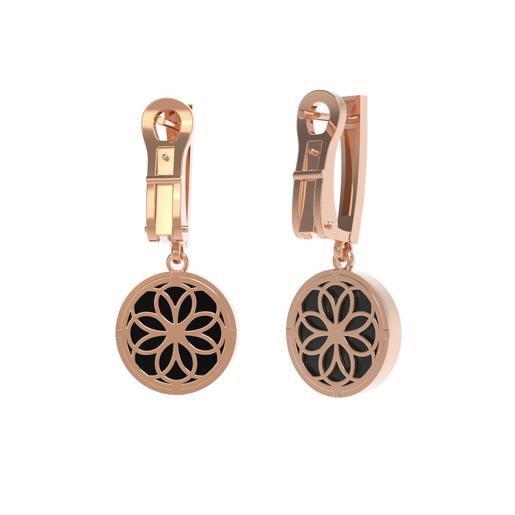 Серьги из золота c бриллиантами и ониксом