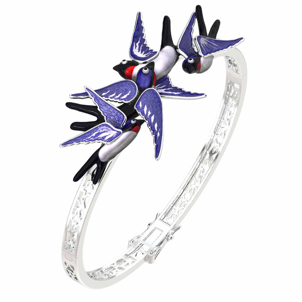 Браслет из белого золота c эмалью