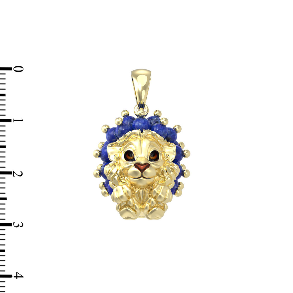 Подвеска из лимонного золота c эмалью и лазуритом