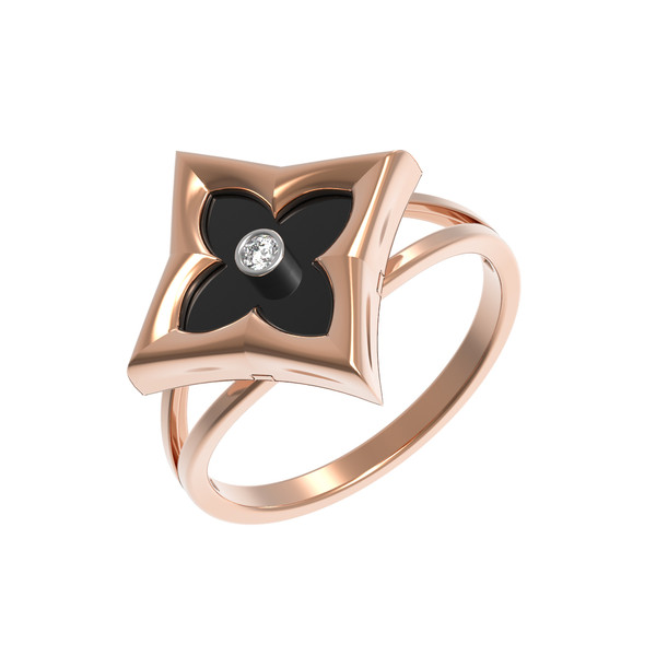 Кольцо из золота c бриллиантами и ониксом