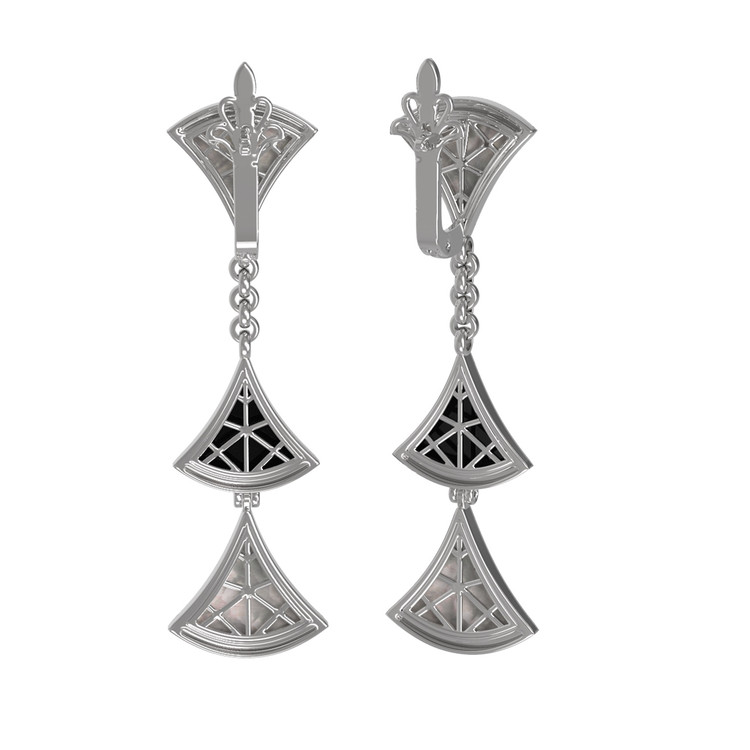 Серьги из белого золота c ониксом и перламутром