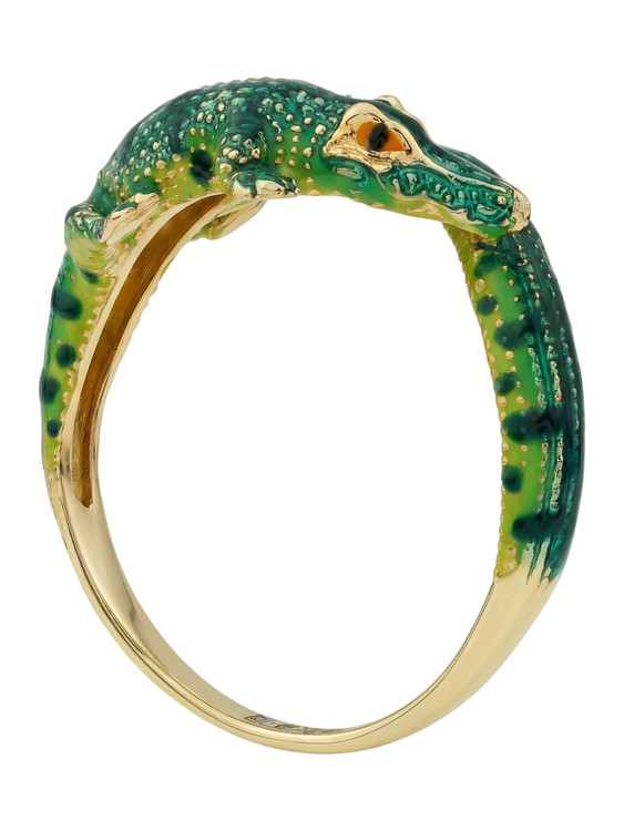 Кольцо из лимонного золота c эмалью