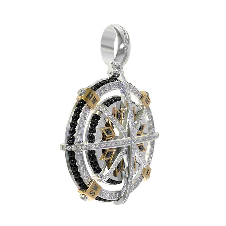 Подвеска из белого золота c эмаль , бриллиантами и ониксом