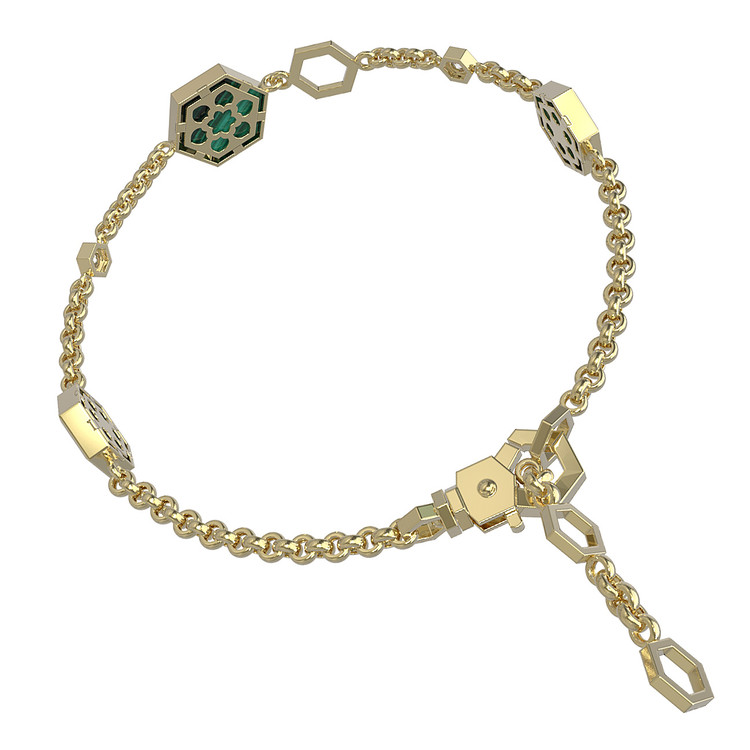 Браслет из лимонного золота c бриллиантами, малахитом и перламутром