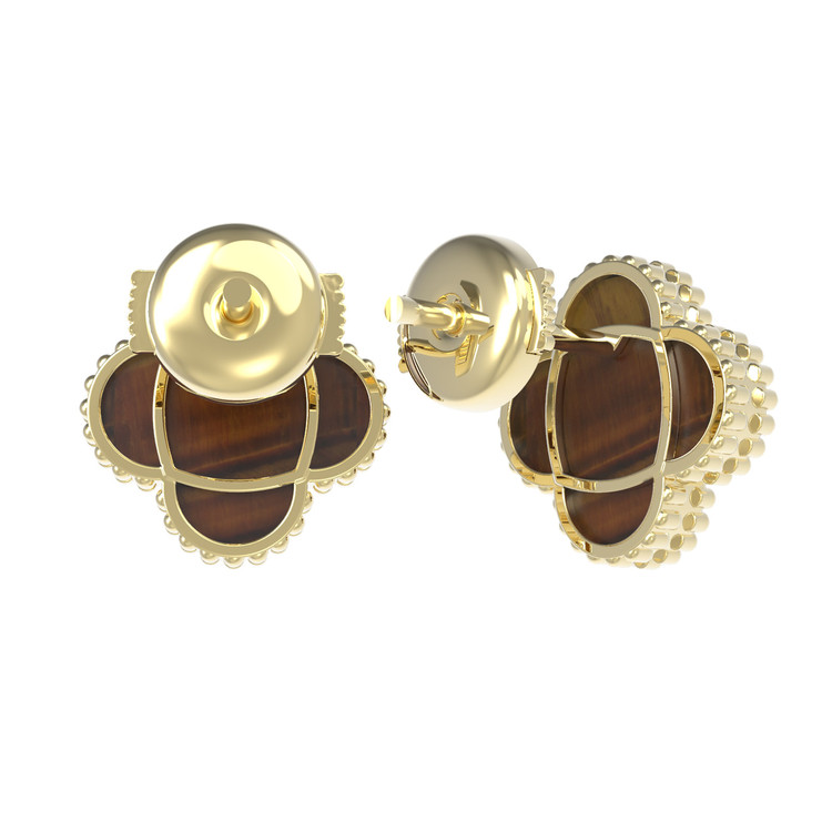 Серьги из лимонного золота c тигровым глазом