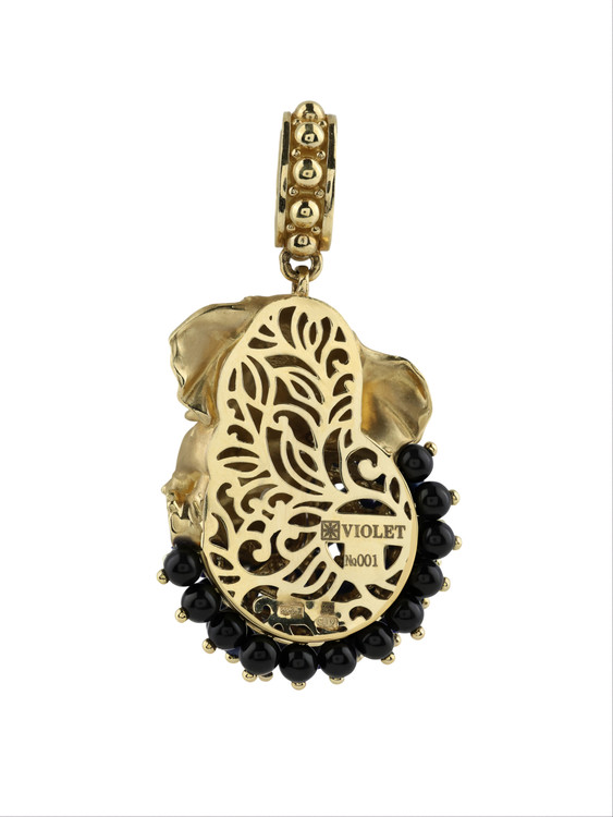 Подвеска из лимонного золота c эмалью и ониксом