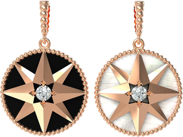 Подвеска из золота c фианитом, ониксом и перламутром