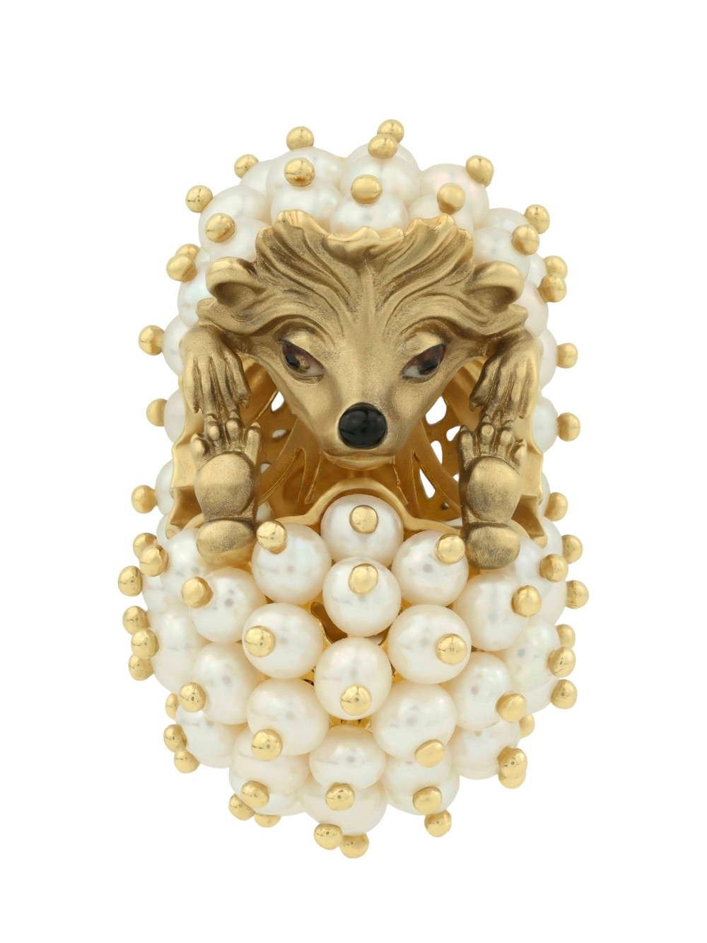 Подвеска из лимонного золота c эмаль и жемчугом