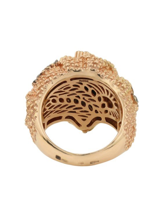 Кольцо из золота c эмаль и янтарём